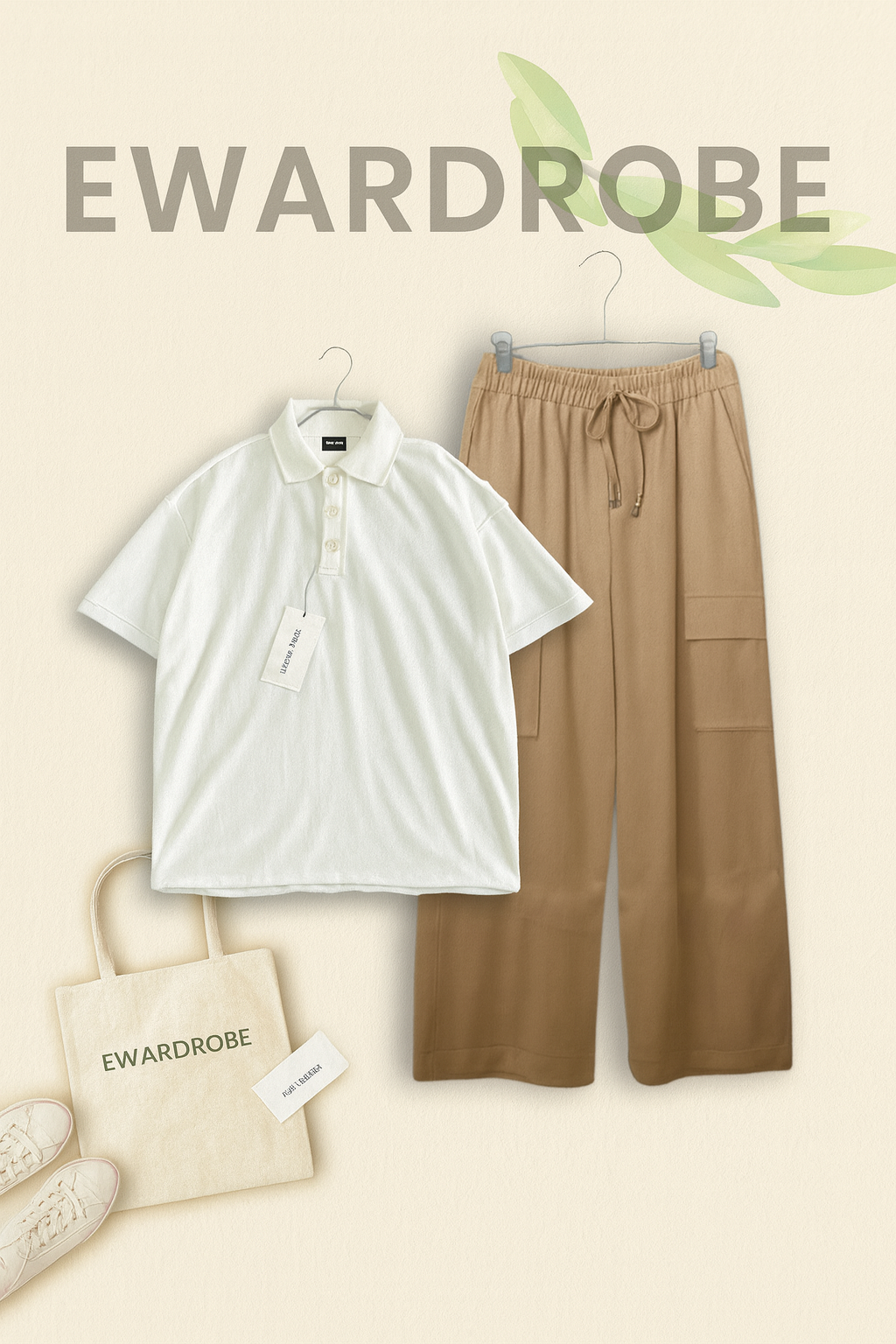WHITE POLO WITH BEIGE CARGO TROUSER