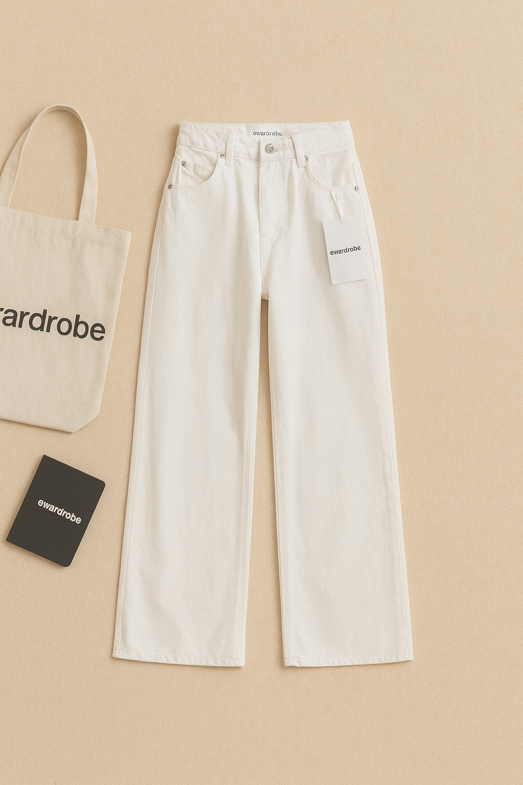 HIGH WAISTED WHITE WIDE LEG JEANS