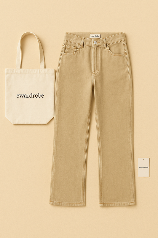 BEIGE BOOT CUT JEANS