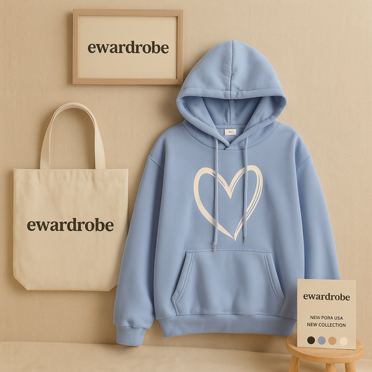 SKY BLUE SHREDED HEART HOODIE