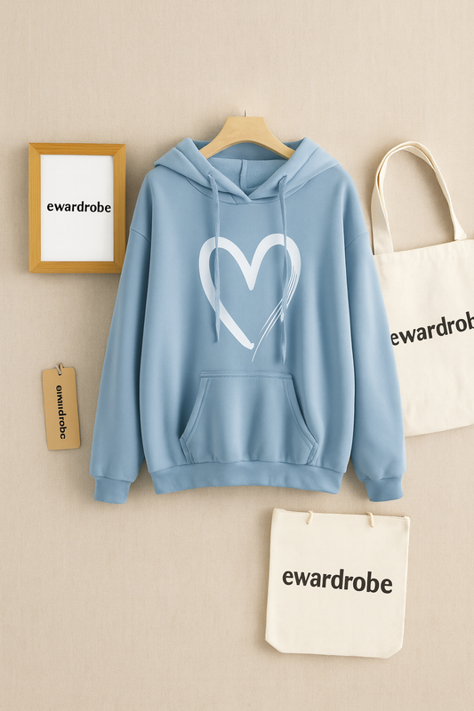 SHREDED HEART HOODIE SKY BLUE