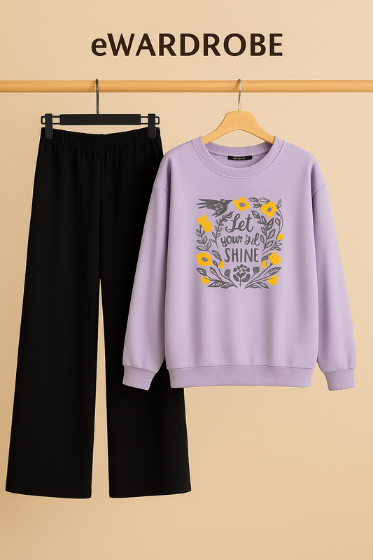 LILAC SWEATSHIRT LET YOUR SOUL SHINE WITH FLAPPER
