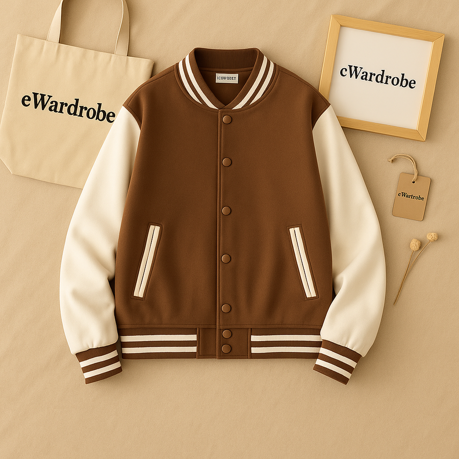 Brown Baseball Jacket - Unisex