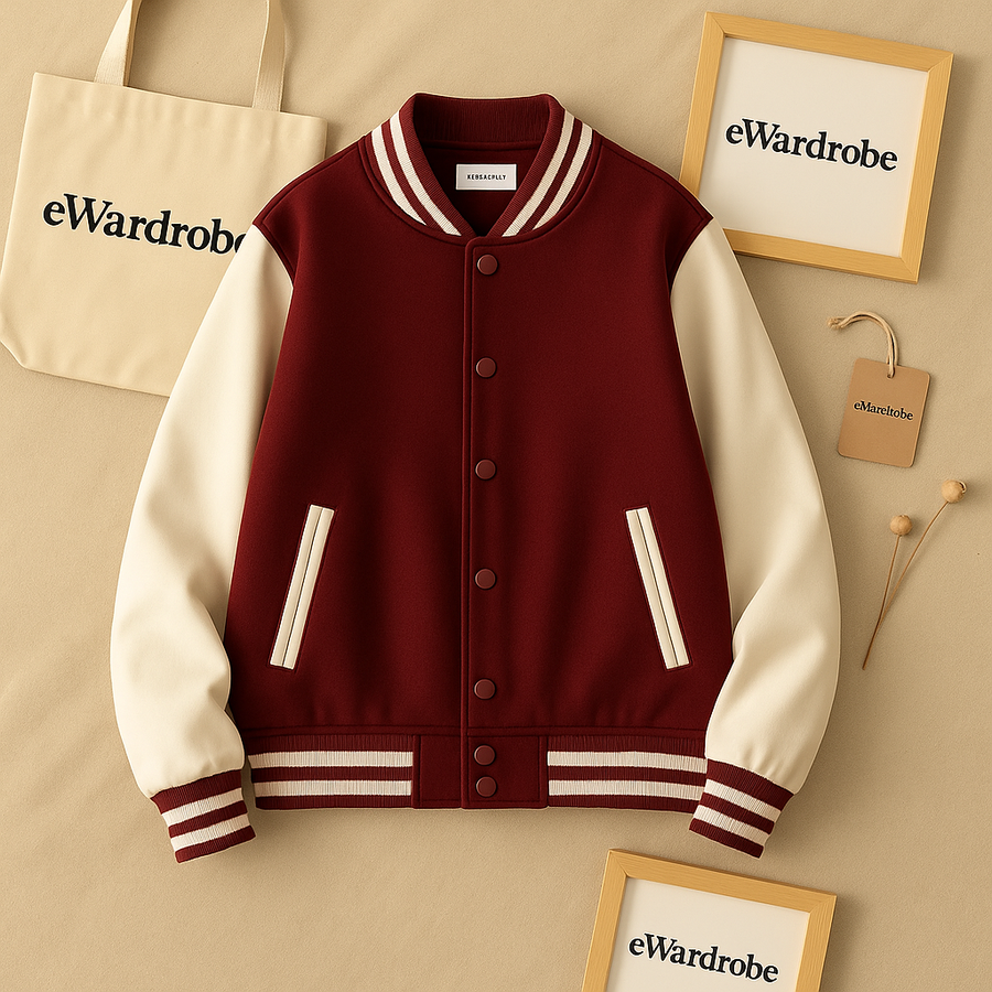 Maroon Baseball Jacket - Unisex