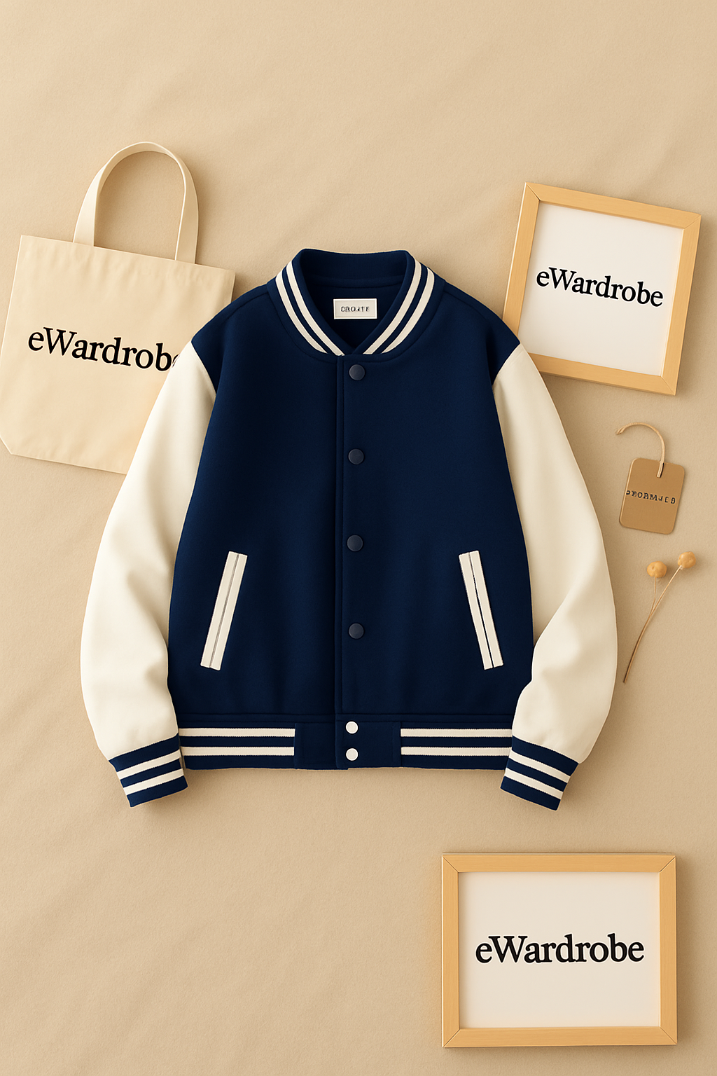 NAVY BLUE BASEBALL JACKET