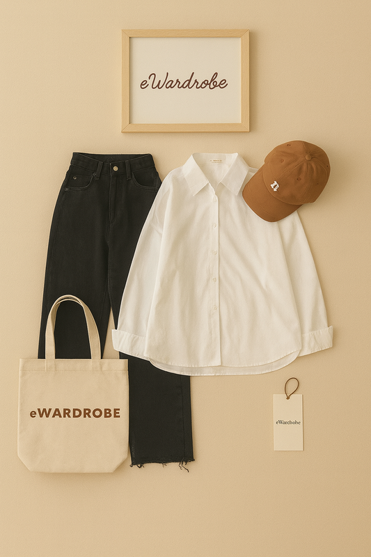 WHITE BUTTON SHIRT WITH BLACK WIDE LEG JEANS