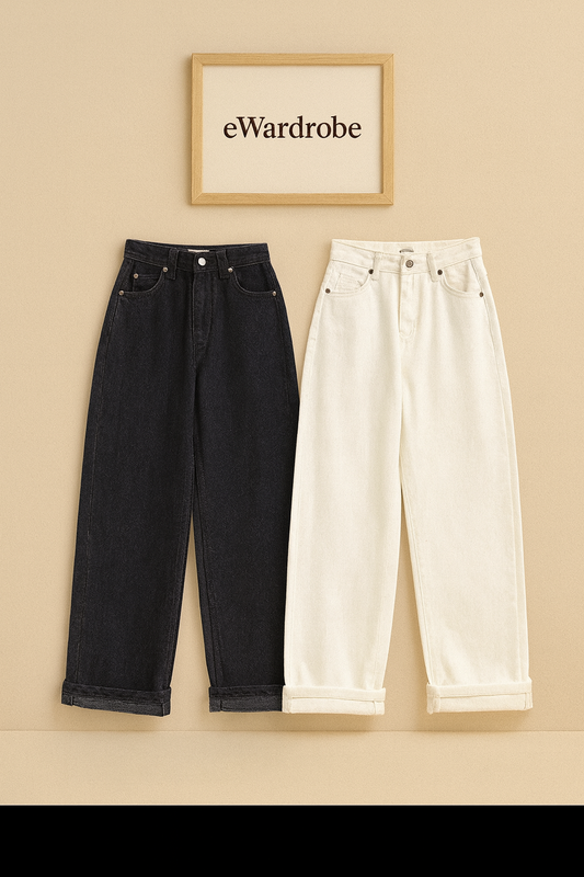 PACK OF 2 WIDE LEG JEANS ( WHITE AND BLACK )