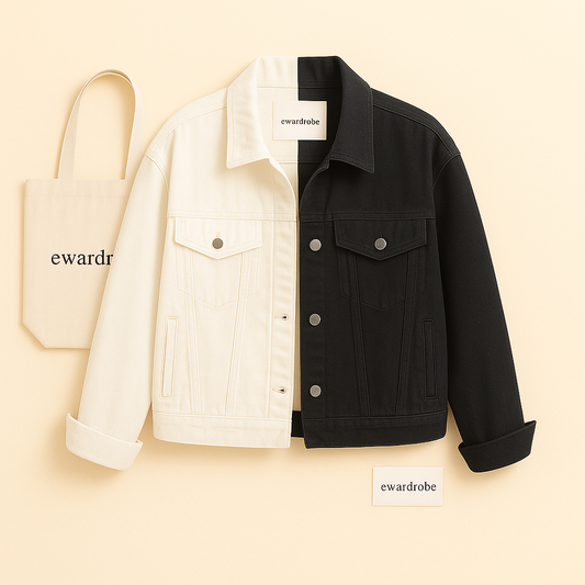 TWO TONE BLACK WHITE DENIM JACKET