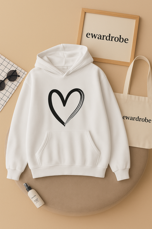 WHITE HOODIE SHREDED HEART