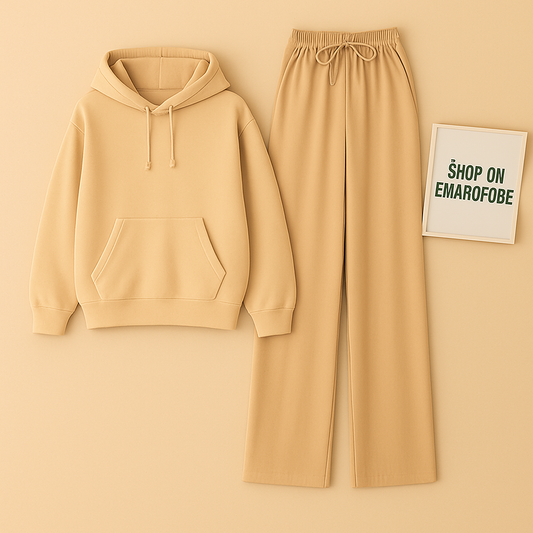 PLAIN BEIGE HOODIE WITH BEIGE FLAPPER