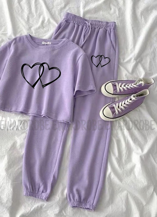 LILAC TSHIRT HEART IN HEART WITH LILAC TROUSER HEART IN HEART POCKET