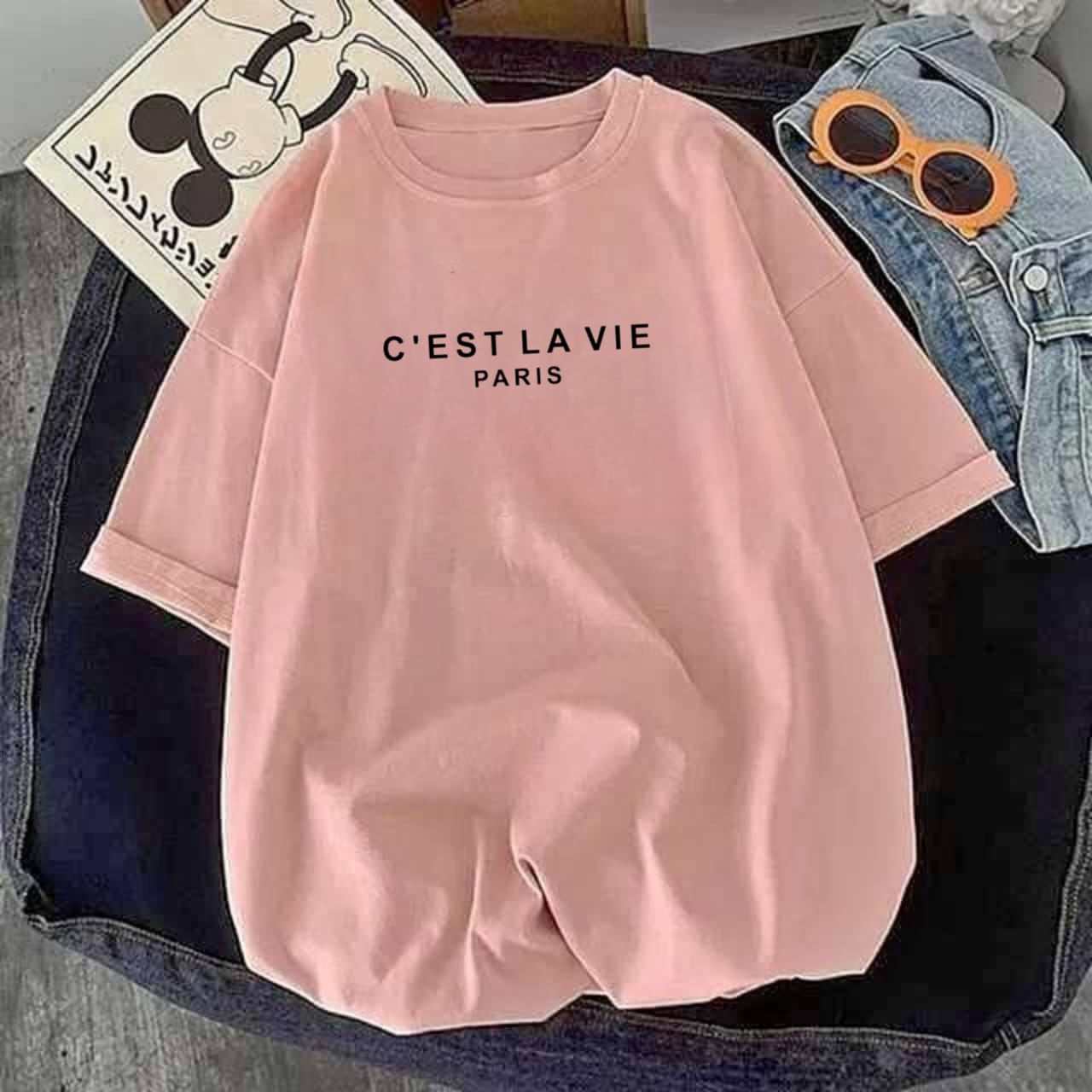 PINK TSHIRT C’EST LA VIE PARIS