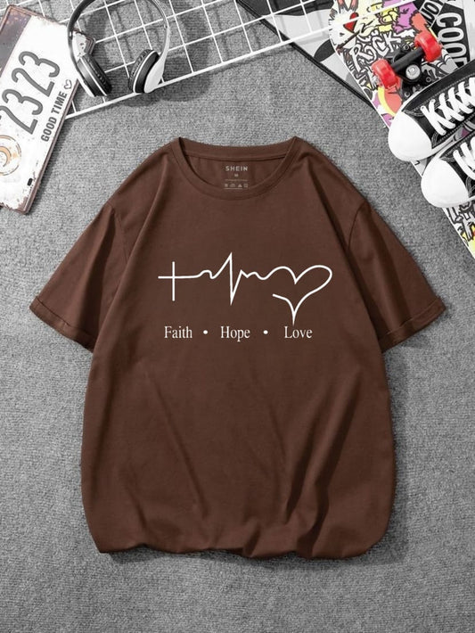 BROWN TSHIRT FAITH HOPE LOVE