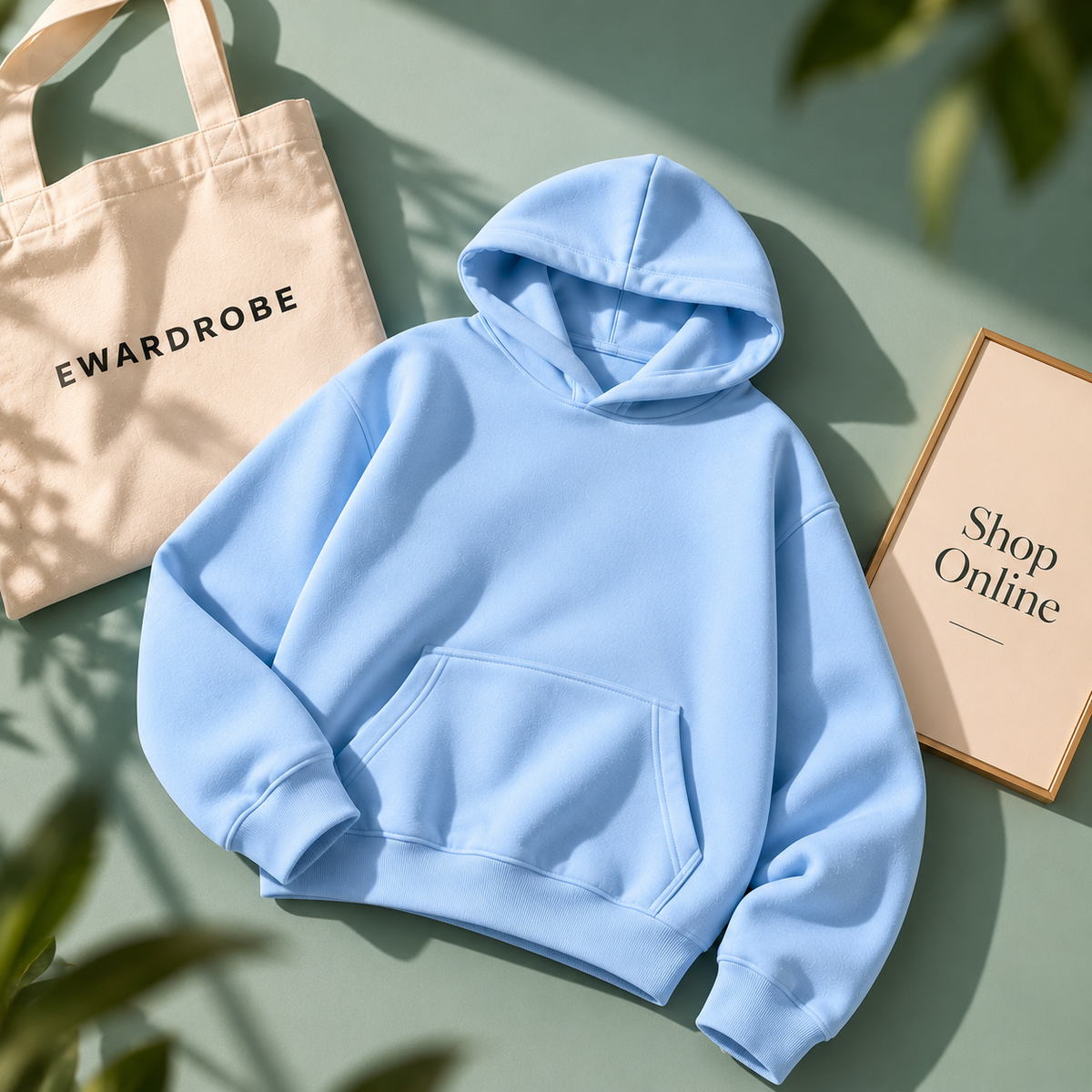 Basic Cold Ice Blue Hoodie