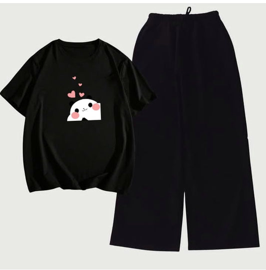 BLACK TSHIRT MITHO PANDA WITH BLACK FLAPPER