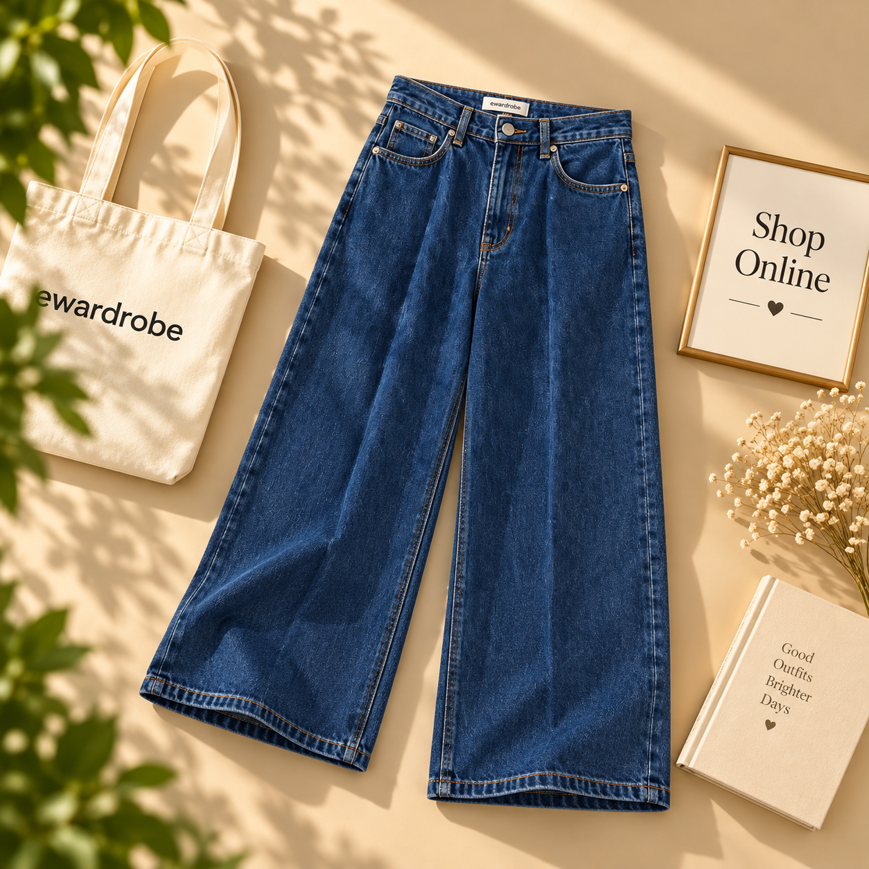 Dark Blue Wide Leg Jeans