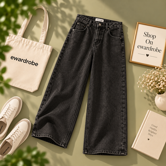 Malaysian Black Wide Leg Jeans