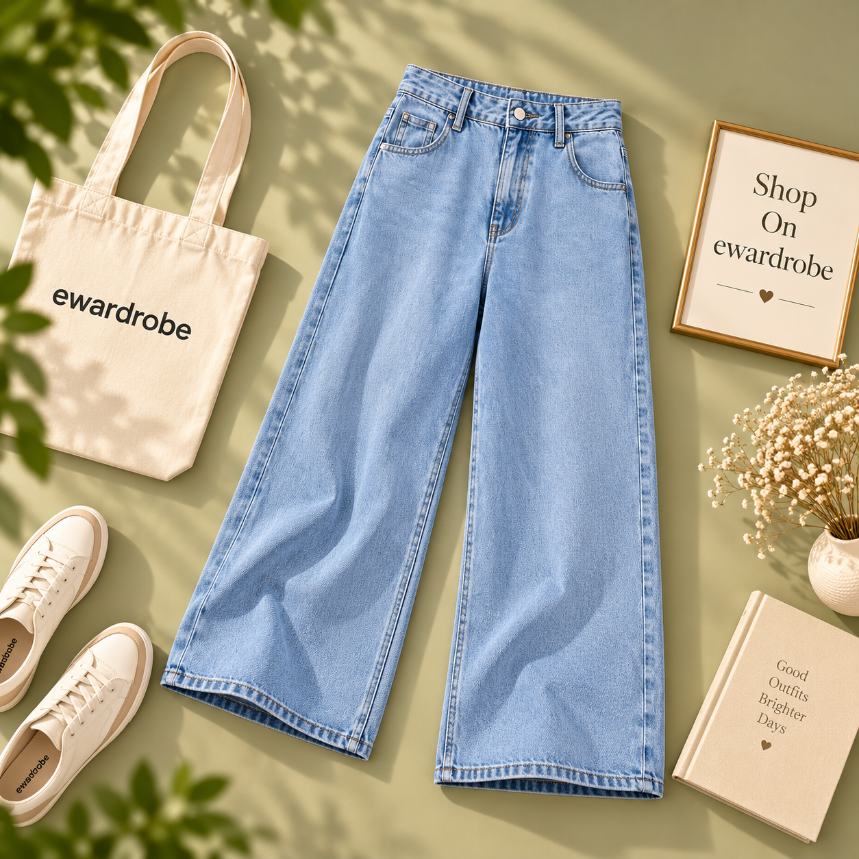 Icy Blue Wide Leg Jeans