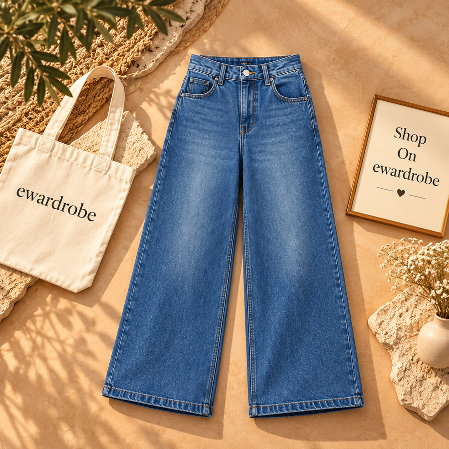 Rust Blue Wide Leg Jeans