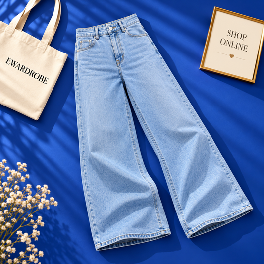 Sky Blue Wide Leg Jeans