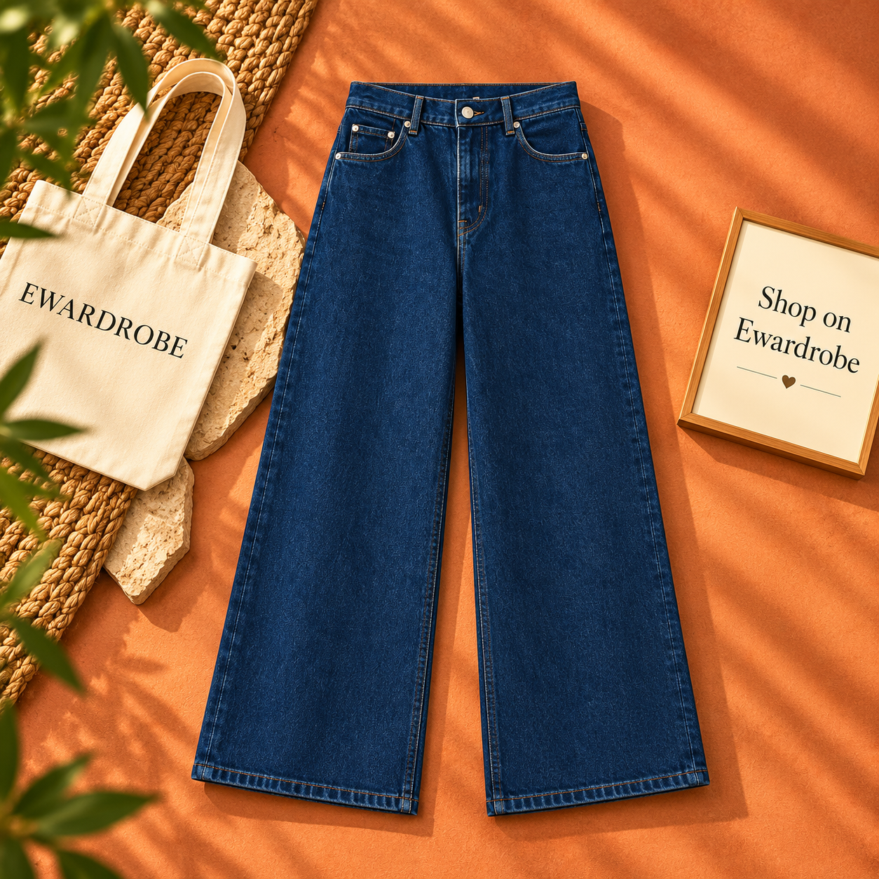 Dark Blue Wide Leg Jeans