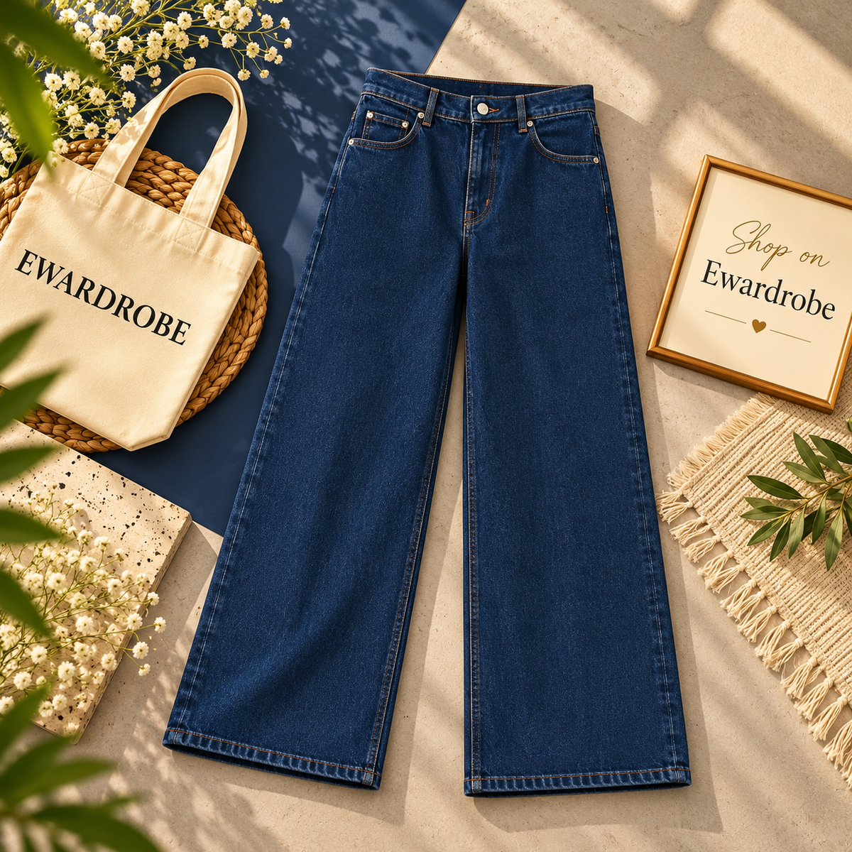 Dark Blue Wide Leg Jeans