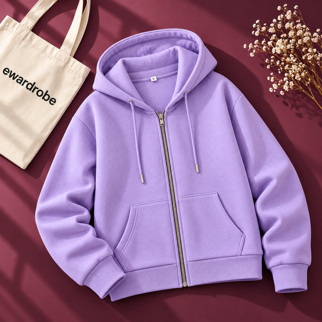 Basic Lilac Zipper Hoodie