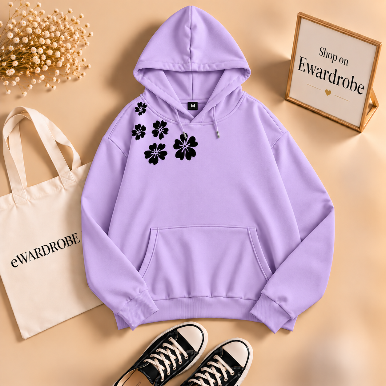 Shoulder Flower Hoodie