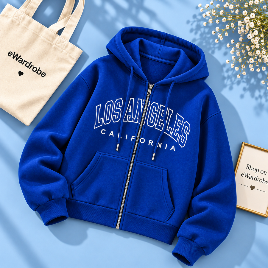 Royal Blue Zipper Hoodie LosAngeles