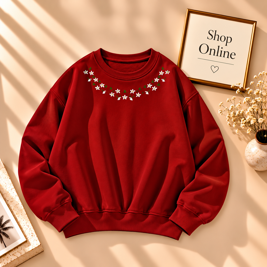 Flower Neck Sweatshirt