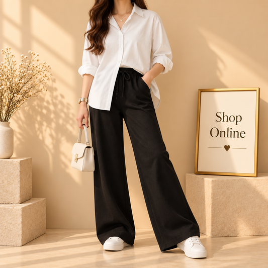White Button Down Shirt With Black Flapper