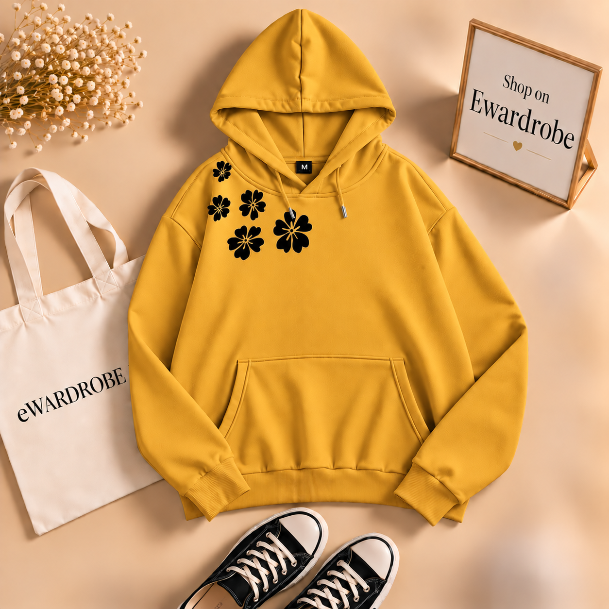 Shoulder Flower Hoodie