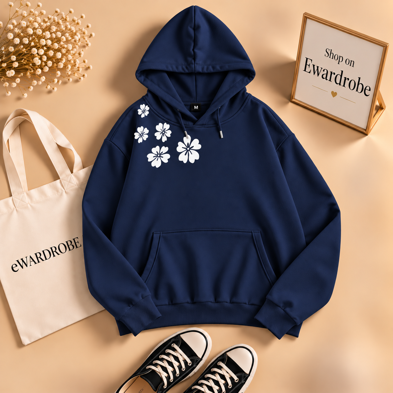 Shoulder Flower Hoodie