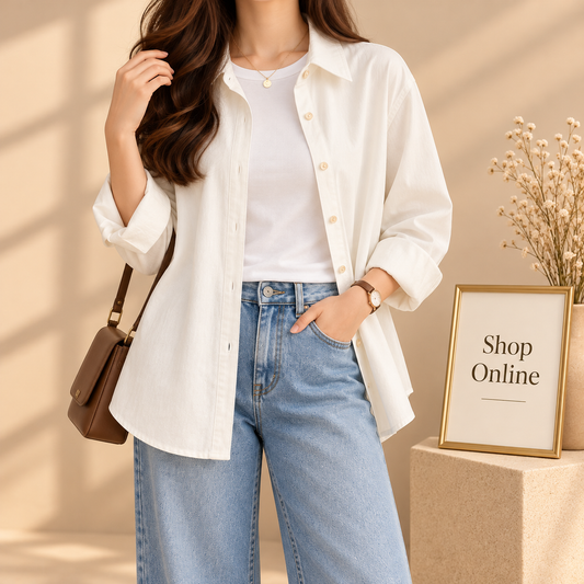 White Button Down Shirt With White Tanktop