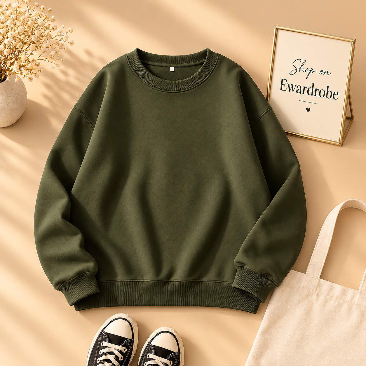 Basic Olive Green Sweatshirt