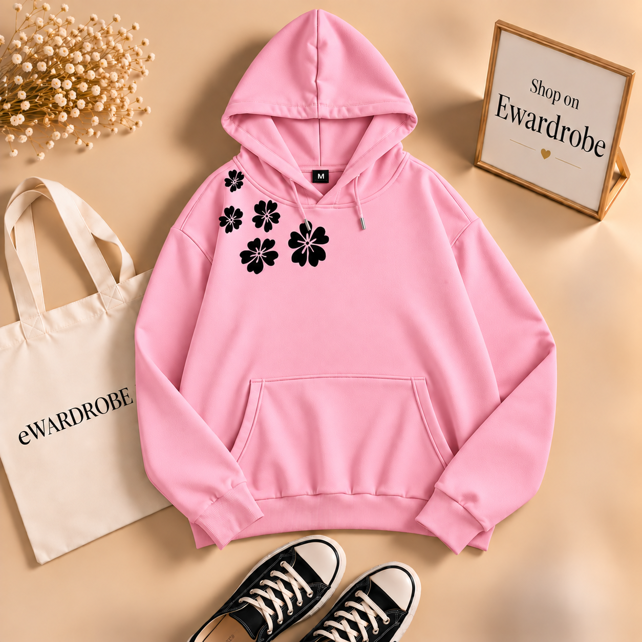 Shoulder Flower Hoodie