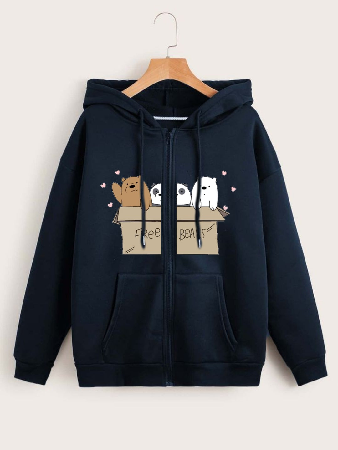 NAVY BLUE ZIPPER FREE BEAR