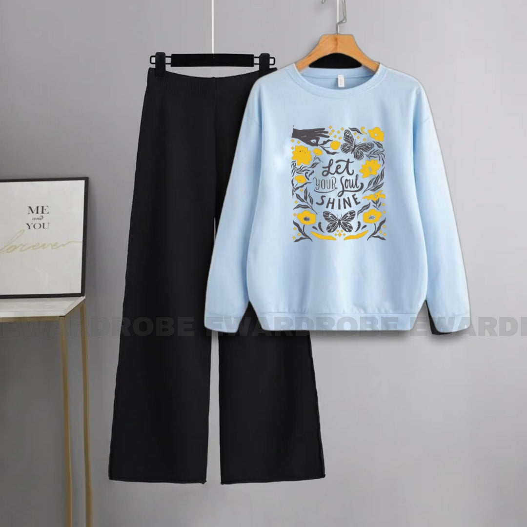 SKY BLUE SWEATSHIRT LET YOUR SOUL SHINE WITH FLAPPER