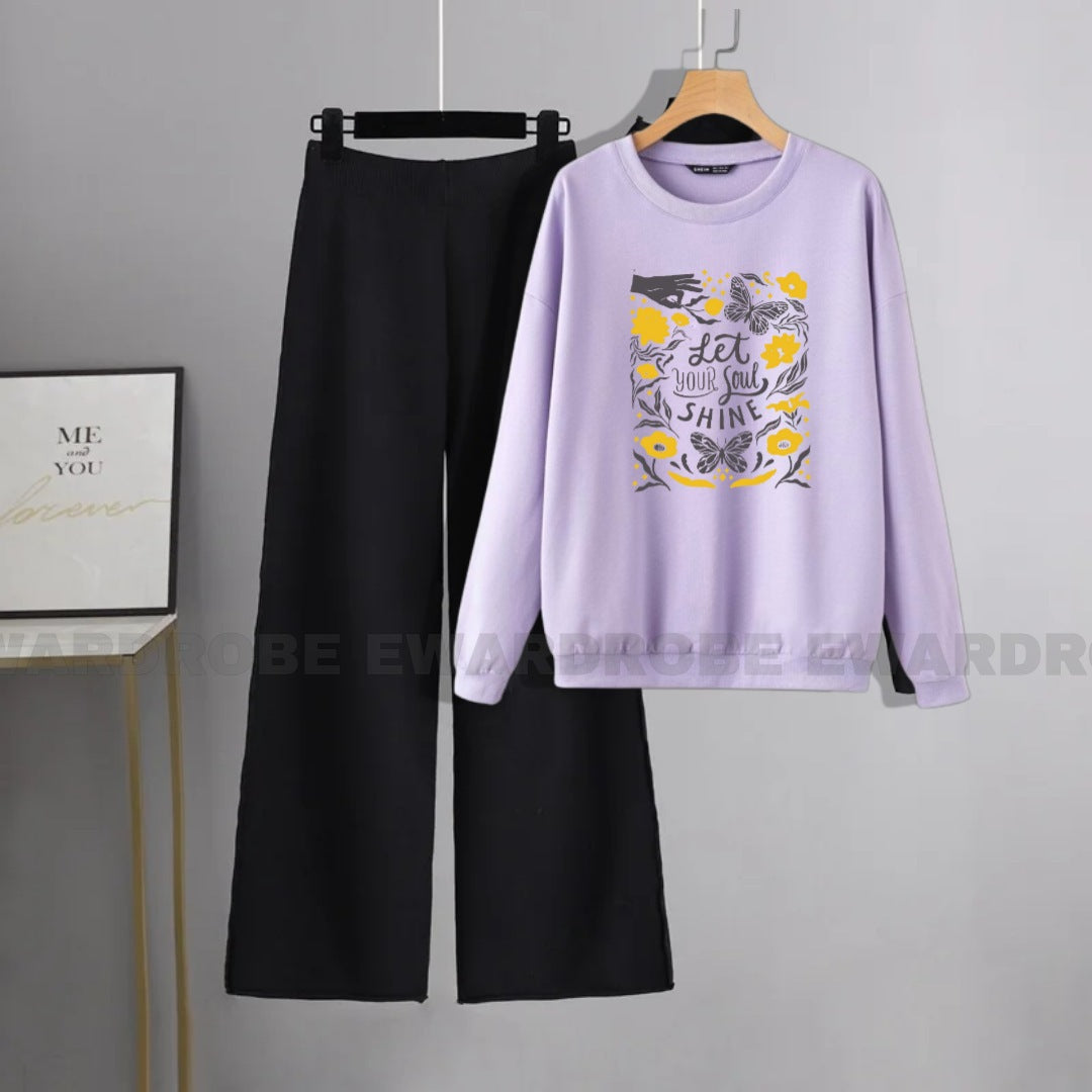 LILAC SWEATSHIRT LET YOUR SOUL SHINE WITH FLAPPER