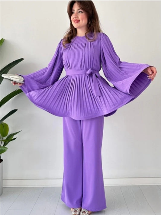 LILAC PLEATED FROCK CO ORD SET