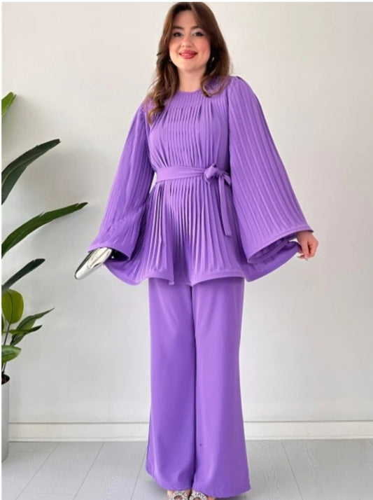 LILAC PLEATED FROCK CO ORD SET