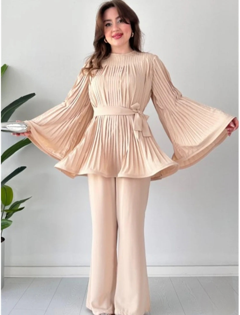 SKIN PLEATED FROCK CO ORD SET