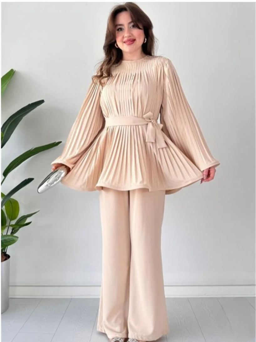 SKIN PLEATED FROCK CO ORD SET