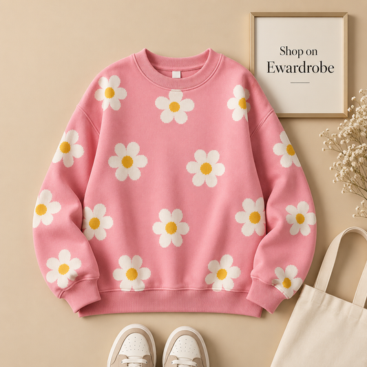 Floral All-over Pink Sweatshirt