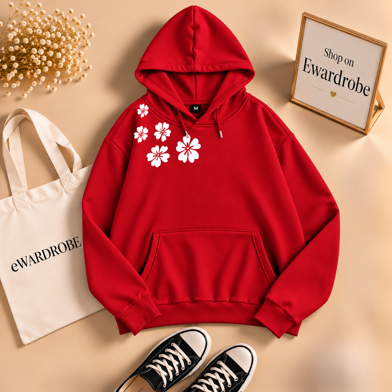 Shoulder Flower Hoodie