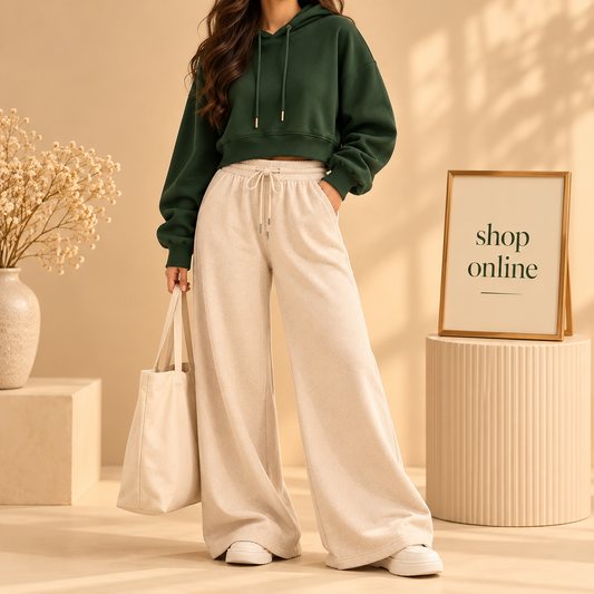 Basic Bottle green Crop Hood With Beige Flapper