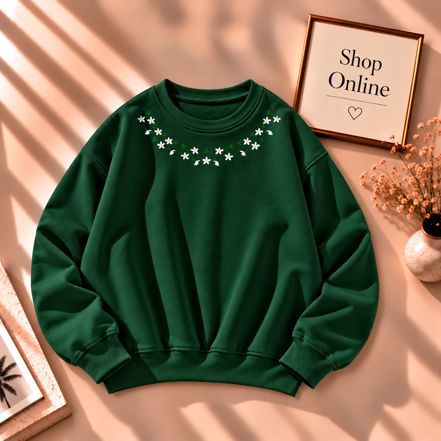Flower Neck Sweatshirt