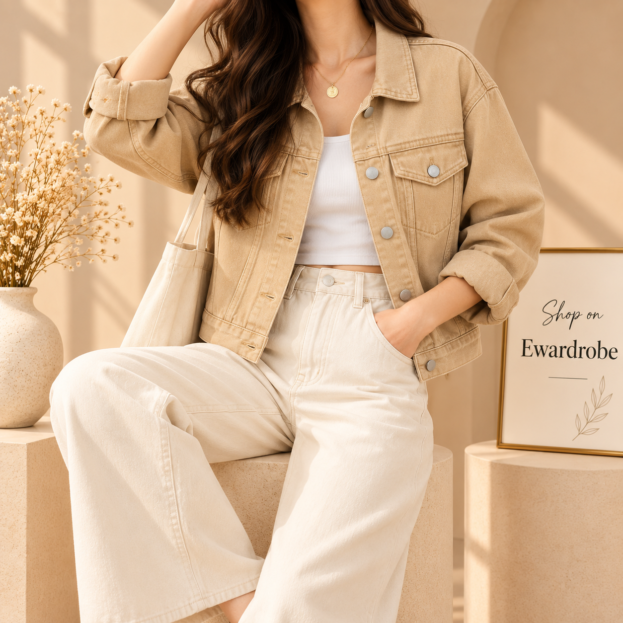 Beige Denim Jacket