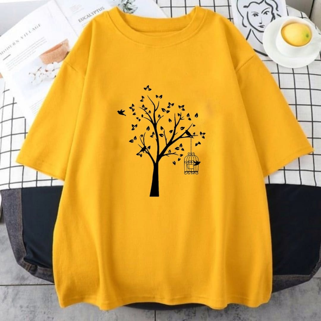 YELLOW TEE WITH TREE PRINTED - teehoodie.co