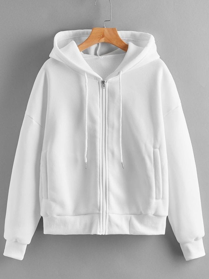 WHITE ZIPPER HOOIDE - teehoodie.co